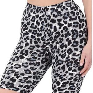 PLUS MICROFIBER LEOPARD BIKER SHORTS